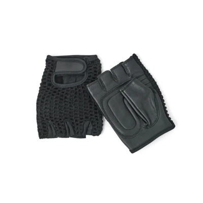 All Purpose Leather Padded Palm Mesh Fingerless Gloves